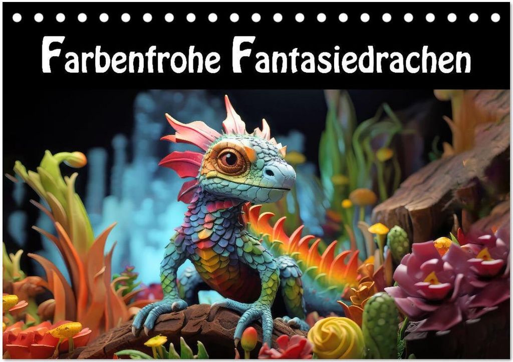 Farbenfrohe Fantasiedrachen (Tischkalender 2026 DIN A5 quer), CALVENDO Monatskalender