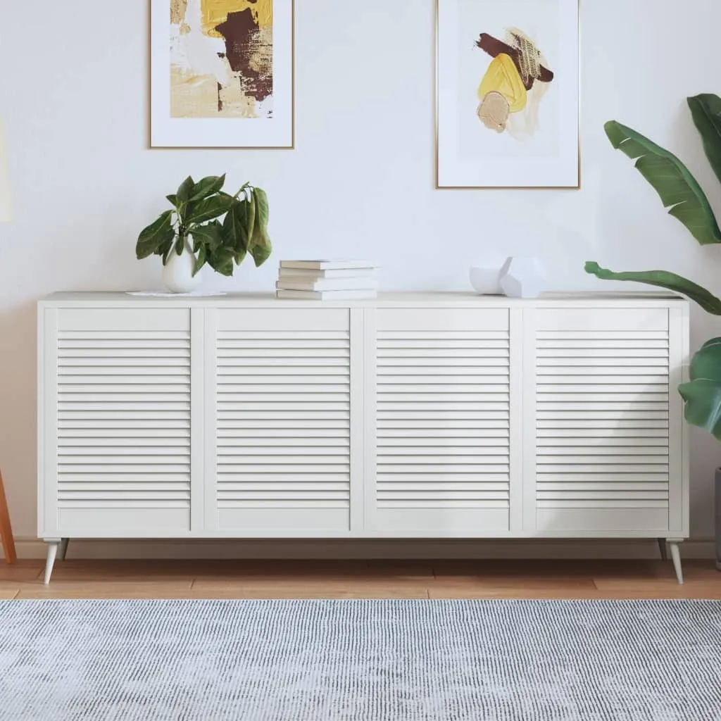 The Living Store Ante Design a Doghe Legno Massiccio Bianco 4pz