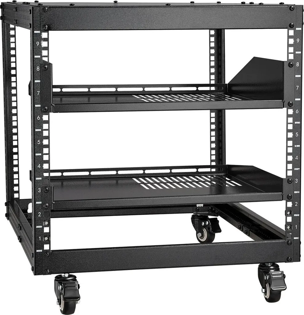 Rack Serveur 9U Châssis Ouvert à 4 Montants Profondeur Réglable Noir