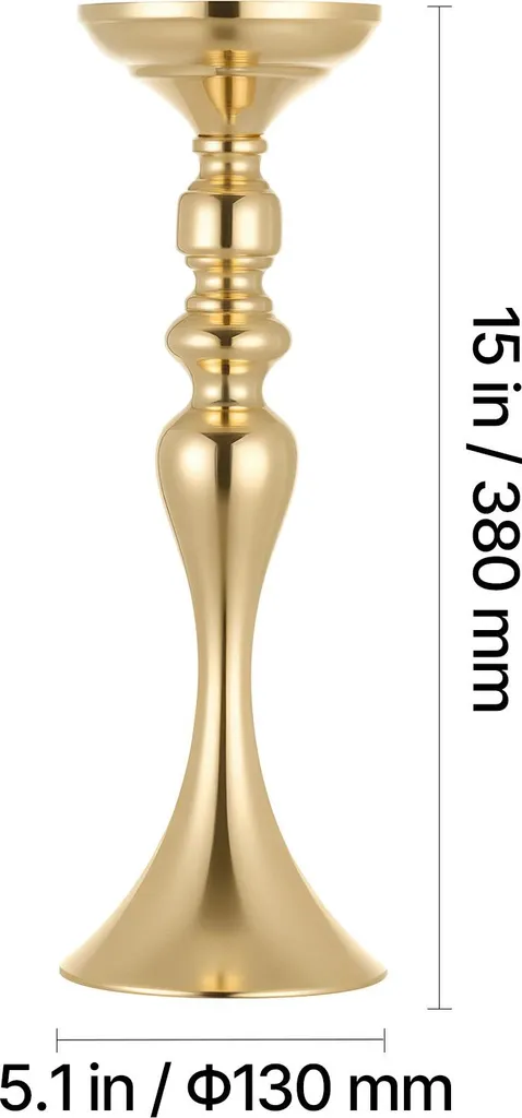 Vase de Mariage Stable en Métal Or - Centre de Table Chic 38 cm - 8