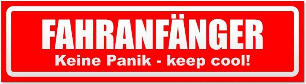 Kiwistar Fahranfänger. Keine Panik - Keep cool! Invertiert Magnetschild Schild magnetisch - 30cm Rot - Magnetfolie für Auto PKW Kfz