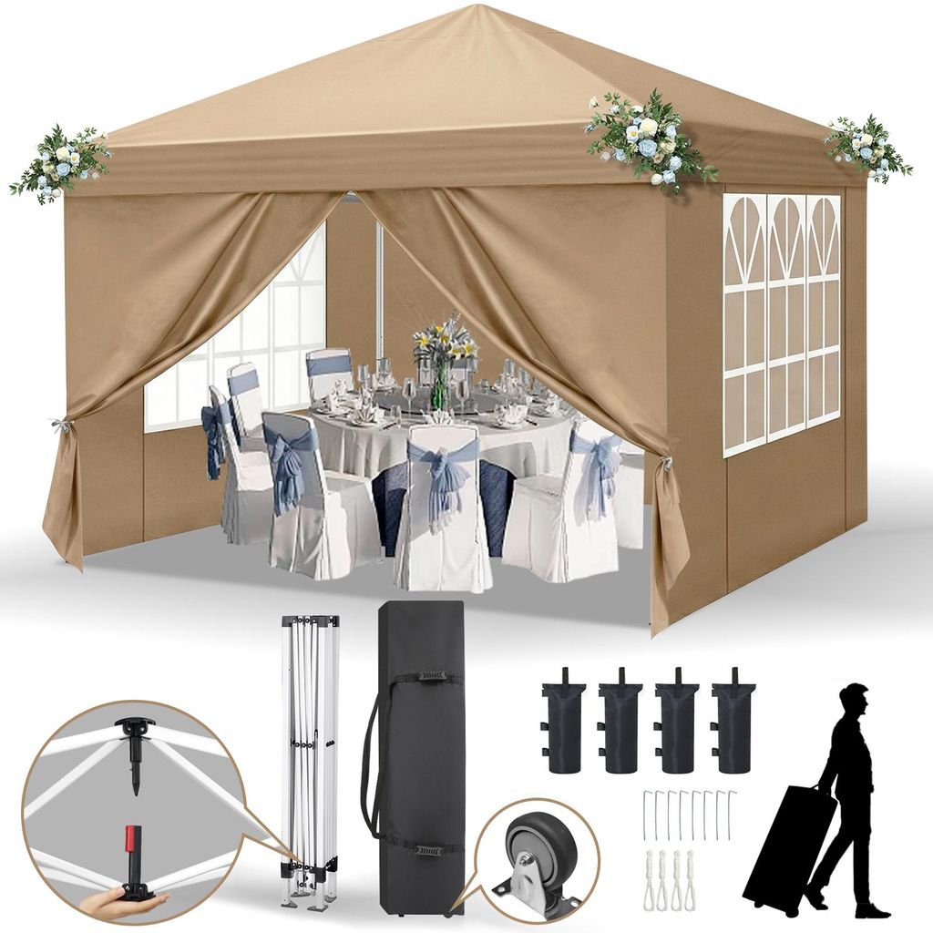 ALIGHTUP Pavillon pliable 3x3 m Pavillon de jardin avec 4 Image du produit 