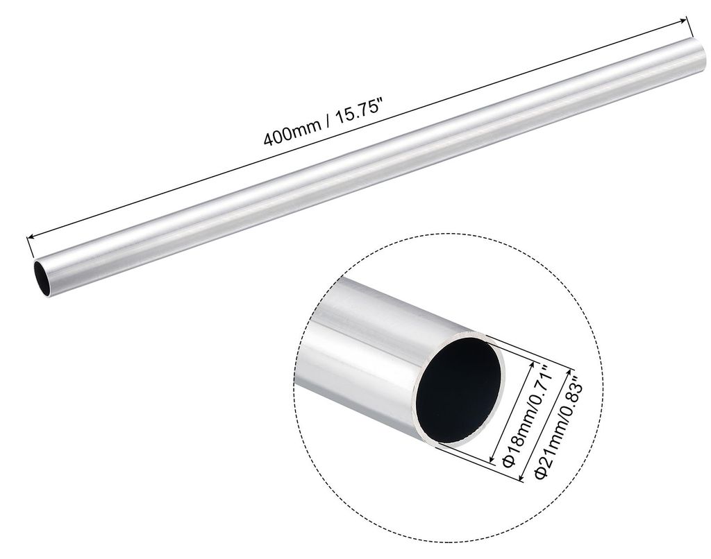 400mm Lange Alurohr 21mm Au?endurchmesser, 6063 Aluminium Rohr 18mm Innendurchmesser, Nahtlose Gerade Rundrohr Aluprofil Rohre fš¹r Industriebau ...