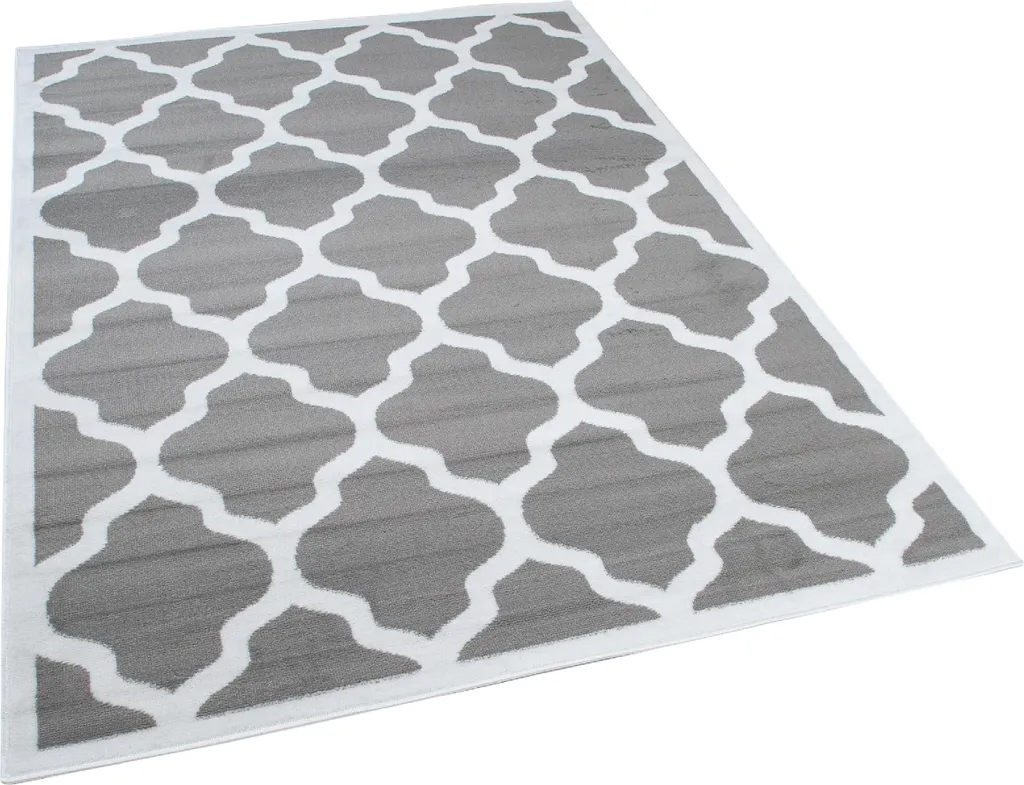 Tapis LUXURY Gris et Blanc 120x170 : Anti-tache et Facile à Nettoyer