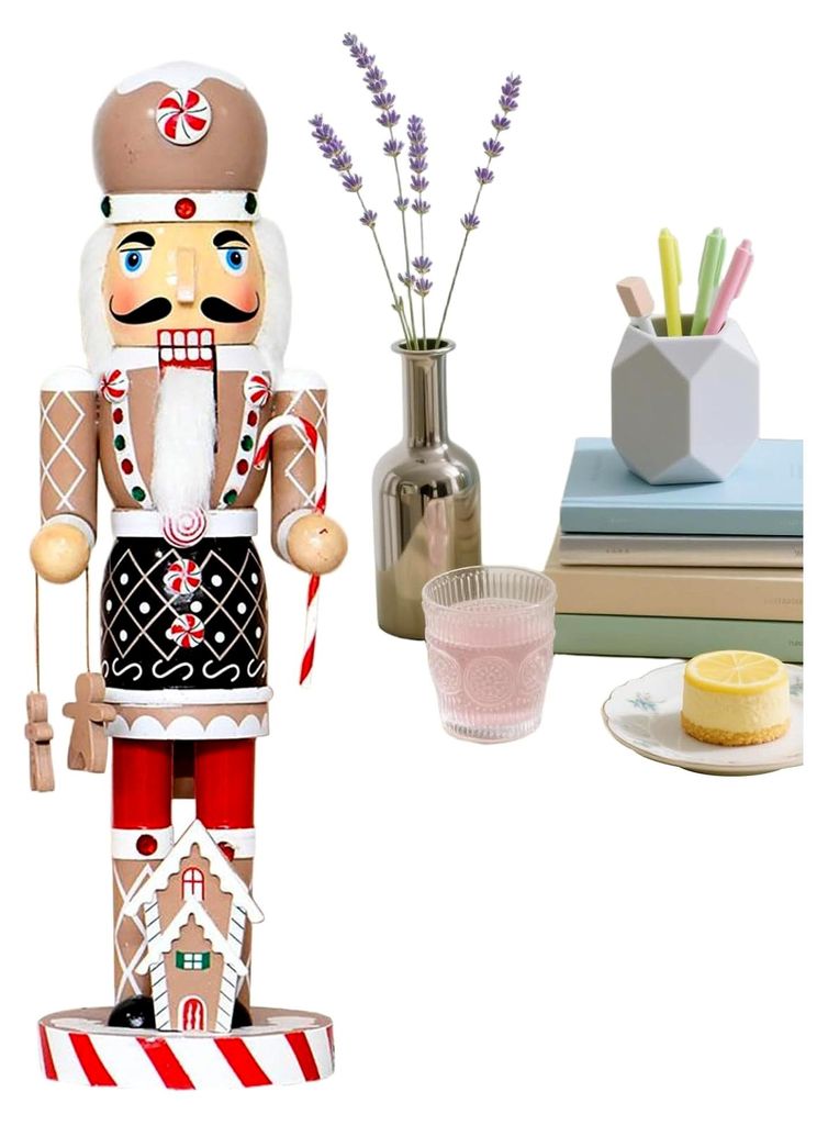 Lebkuchenmann Nussknacker Figuren, 36 cm Holz Dekoration für Kaminbank und Tischdekoration zur Weihnachtszeit