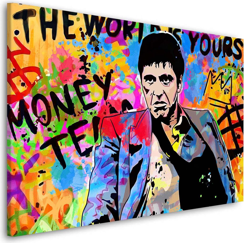 Kultfilm Scar Face Motivation Wandbild Leinwandbild Deko Kunst XL: 180x120x4cm