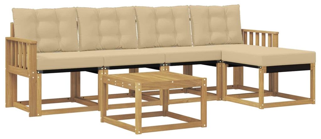 “2026 Modern“ Braun Outdoor-Sofagarnitur mit Kissen 6 pcs Weiß und Beige - Designermöbel 33229 - Gartensofas