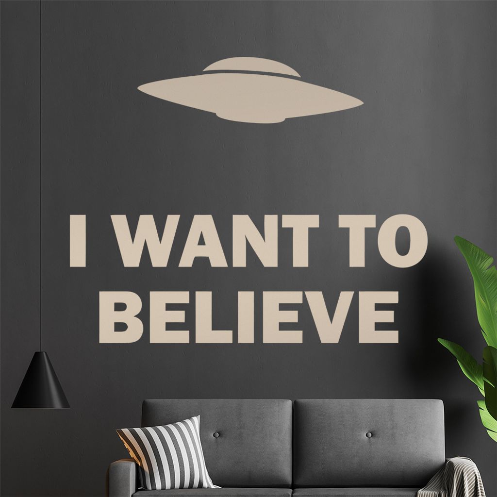 KIWISTAR I want to belive - Aliens Außerirdische Flugscheiben Angriff Wandtattoo in 6 Größen - Wandaufkleber Wall Sticker - Dekoration, Küche, ...