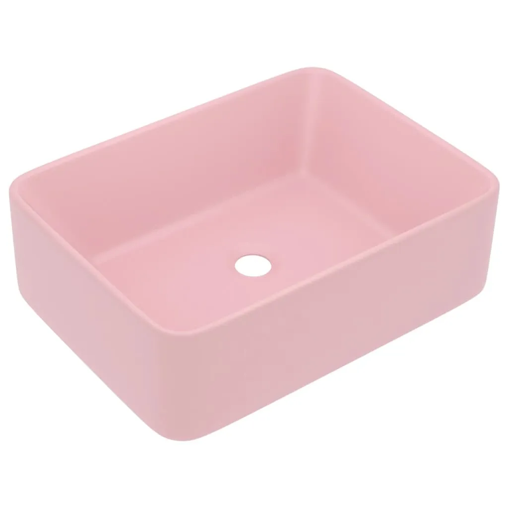 Lavabo Rettangolare Rosa Opaco 41x30x12 | Vetroceramica Alta Qualità