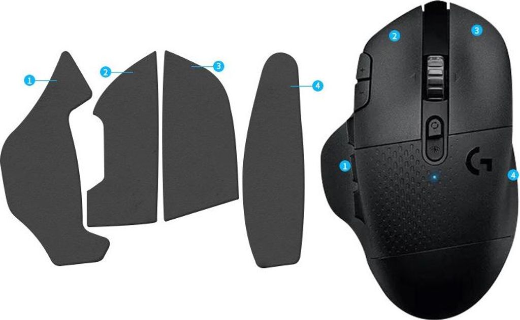 INF Verbesserte Mausaufkleber für Logitech G604 - Dunkelgrau