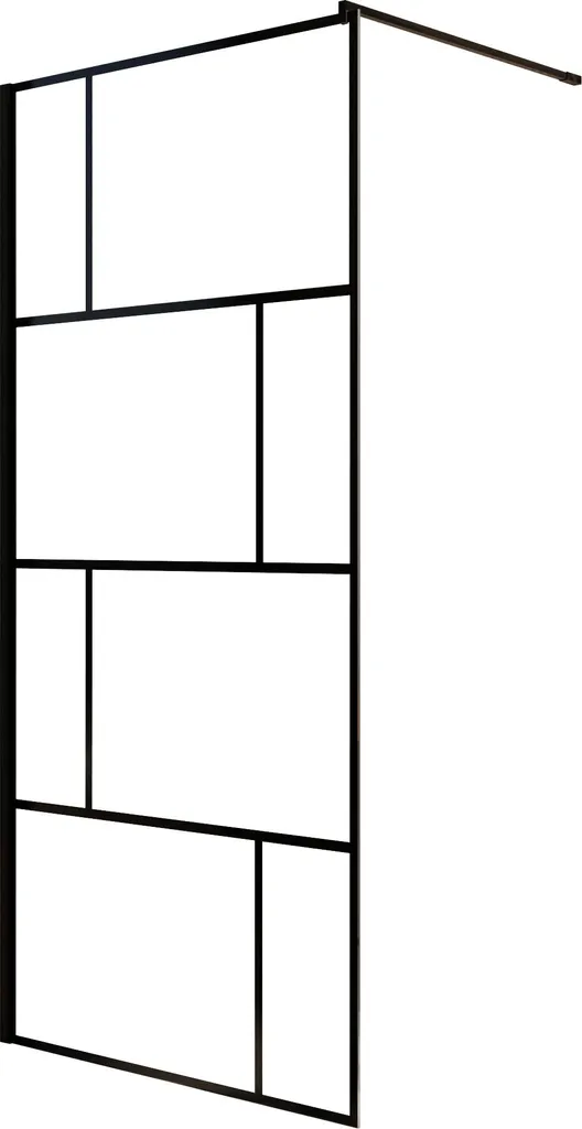 Paroi de douche style industriel 80 cm verre 8mm avec sérigraphie brique