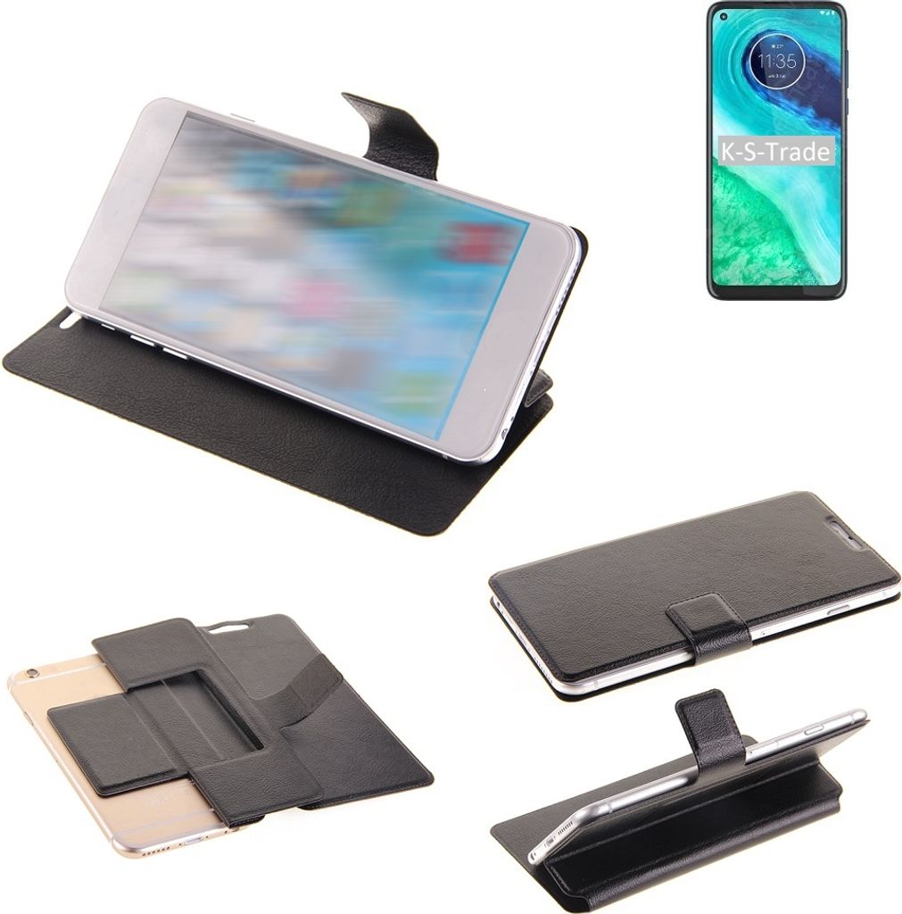K-S-Trade Schutzhülle kompatibel mit Motorola Moto G8 Schutzhülle Flip Cover Klapphülle Wallet Case Slim Handyhülle bookstyle schwarz