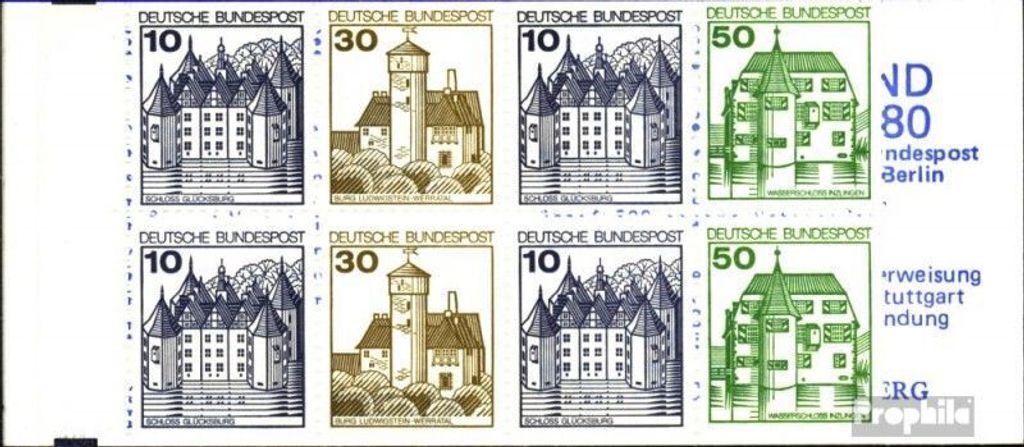 Briefmarken BRD (BR.Deutschland) 1980 Mi MH22c (kompl.Ausg.) postfrisch Burgen und Schlösser