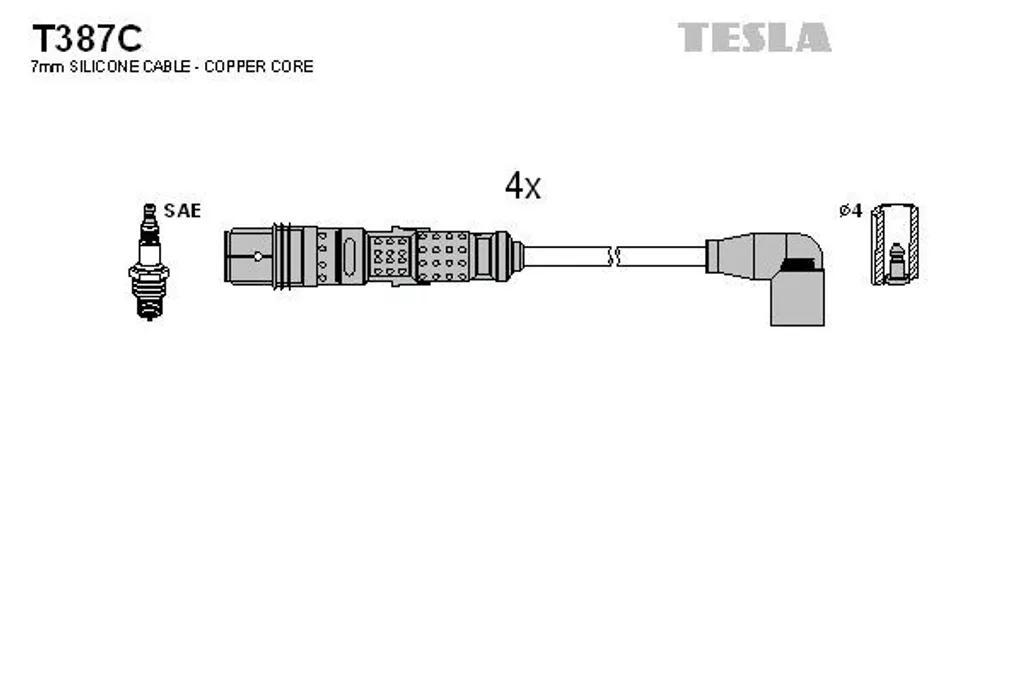 TESLA T387C Jeu de câbles d'allumage pour VW Fox et Polo Limousine