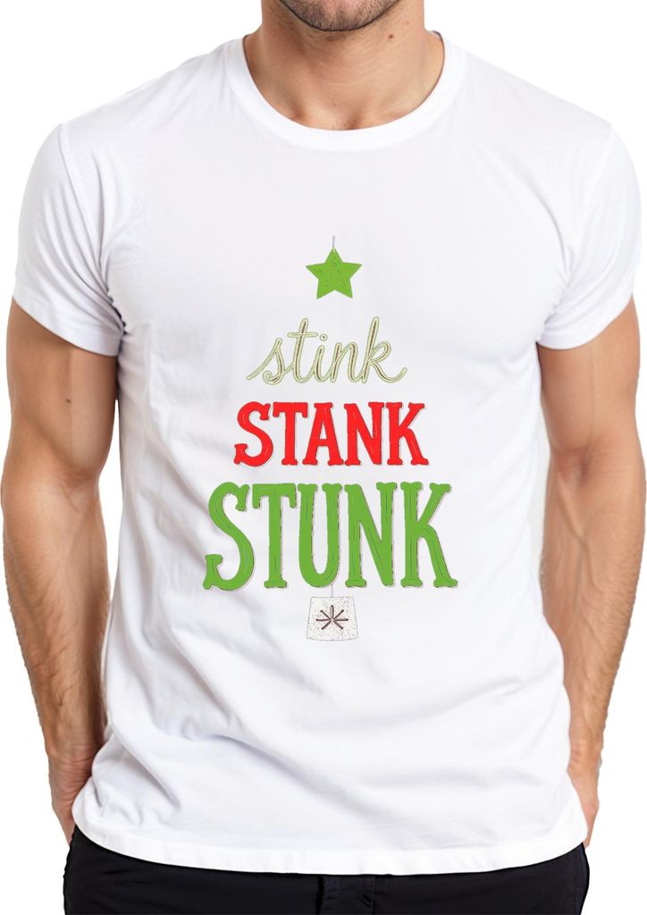 stink STANK STUNK Weihnachten Grinch Lustig Geschenk Humor Spaß Herren T-Shirt, Weiß, XL