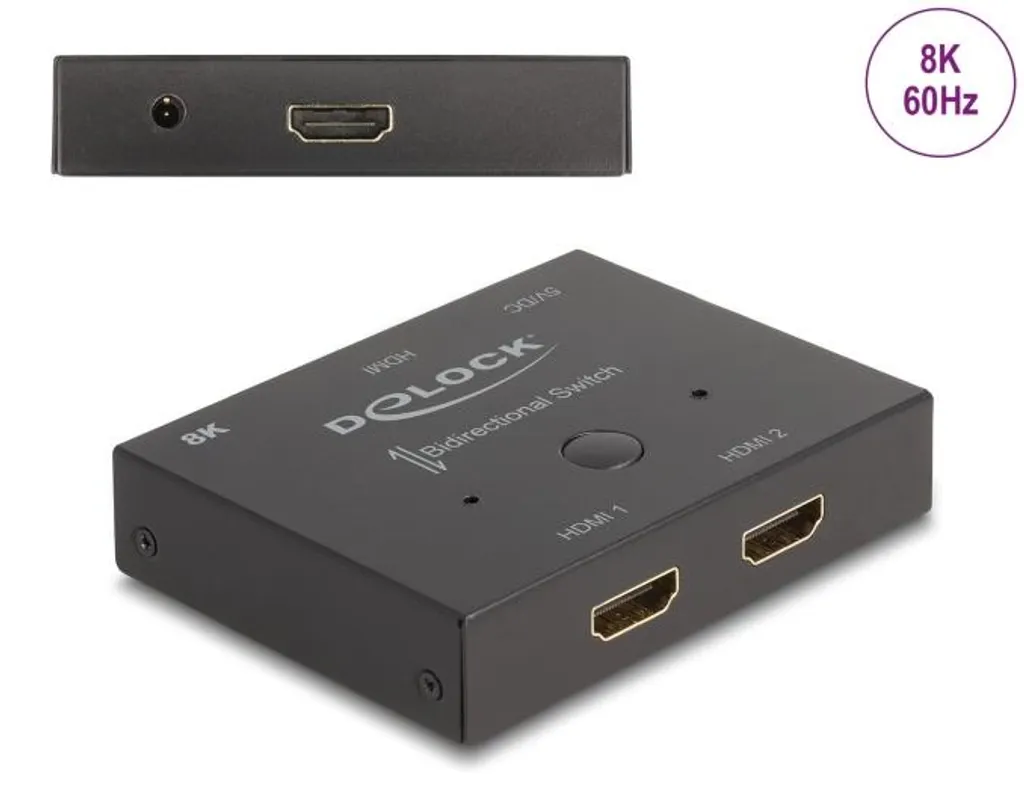 Sélecteur HDMI 2.1 bidirectionnel 8K 60Hz Delock 18776 boîtier métallique