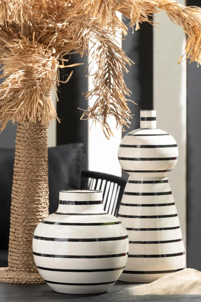 Grand vase décoratif J-Line céramique bicolore pour intérieur chic 25cm - 2