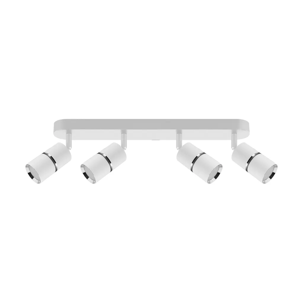 Plafoniera 4 Luci GU10 Bianco e Cromo | Faretti Orientabili Design Moderno