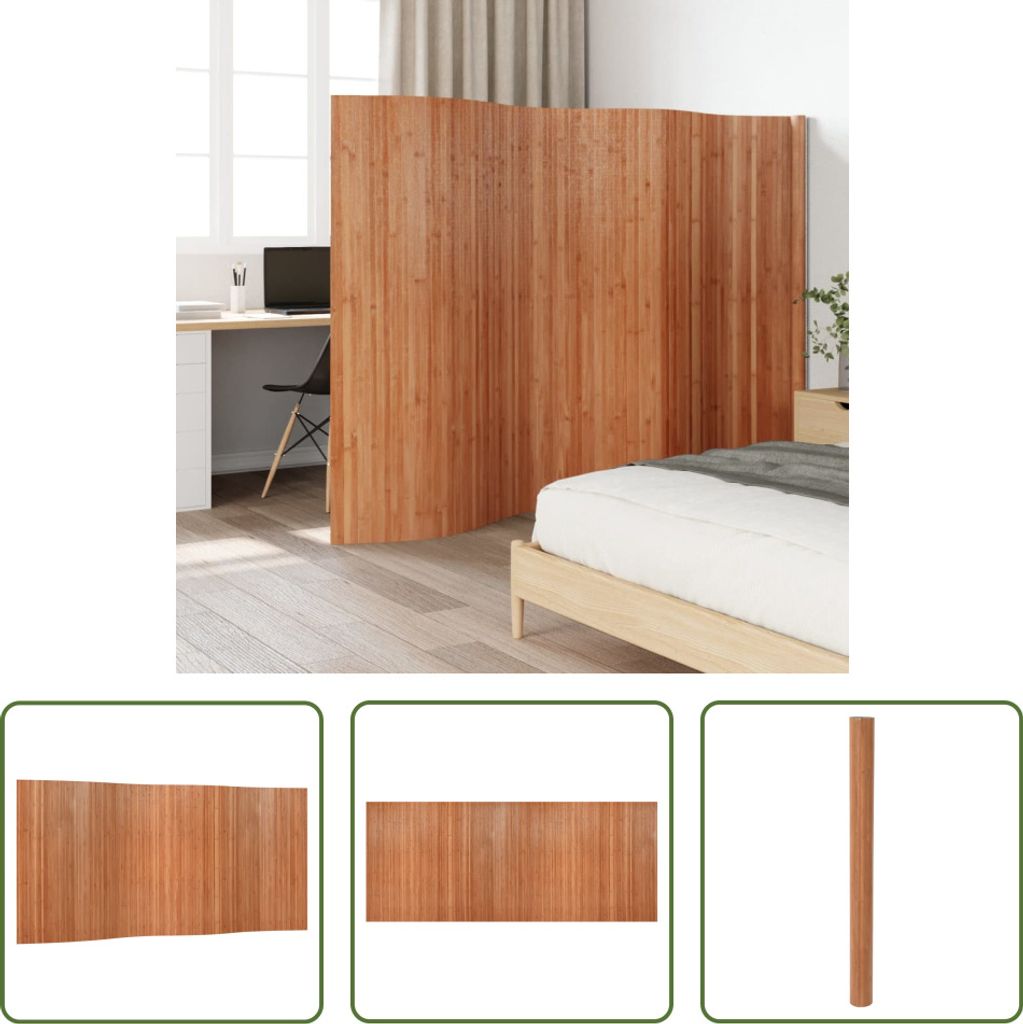 The Living Store Paravent Braun 165x400 cm Bambus
