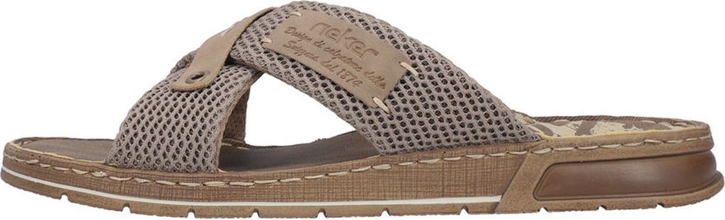 Rieker Herren Pantolette mit weicher Kreuzbandage Netzstoff in Mesh Optik 21239, Größe:44 EU, Farbe:Beige
