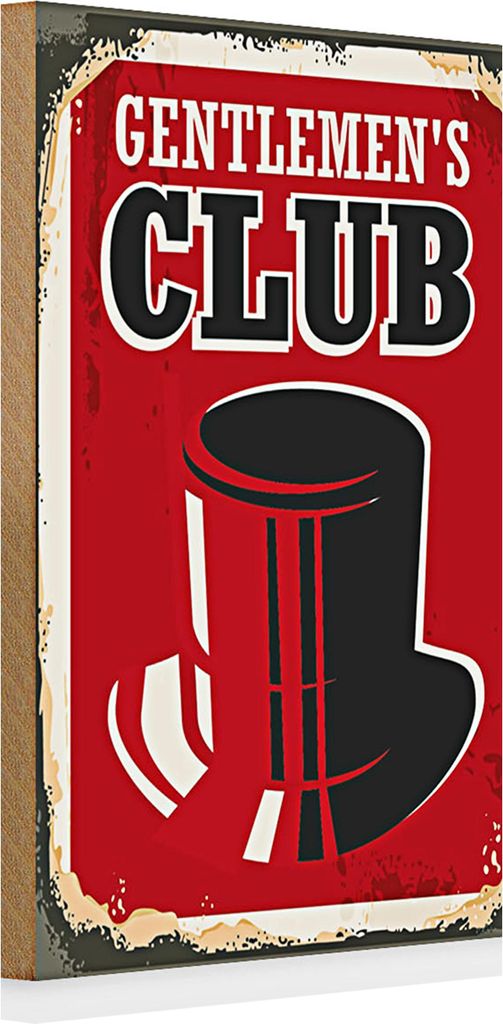 Holzschild Retro 20x30cm Gentlemen`s Club Männer