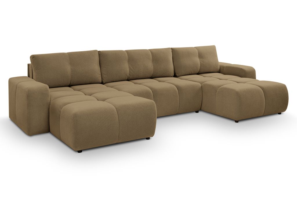 AX LIVING Ecksofa mit Bettkasten und Schlaffunktion Hosio 359 cm in Hellbraun