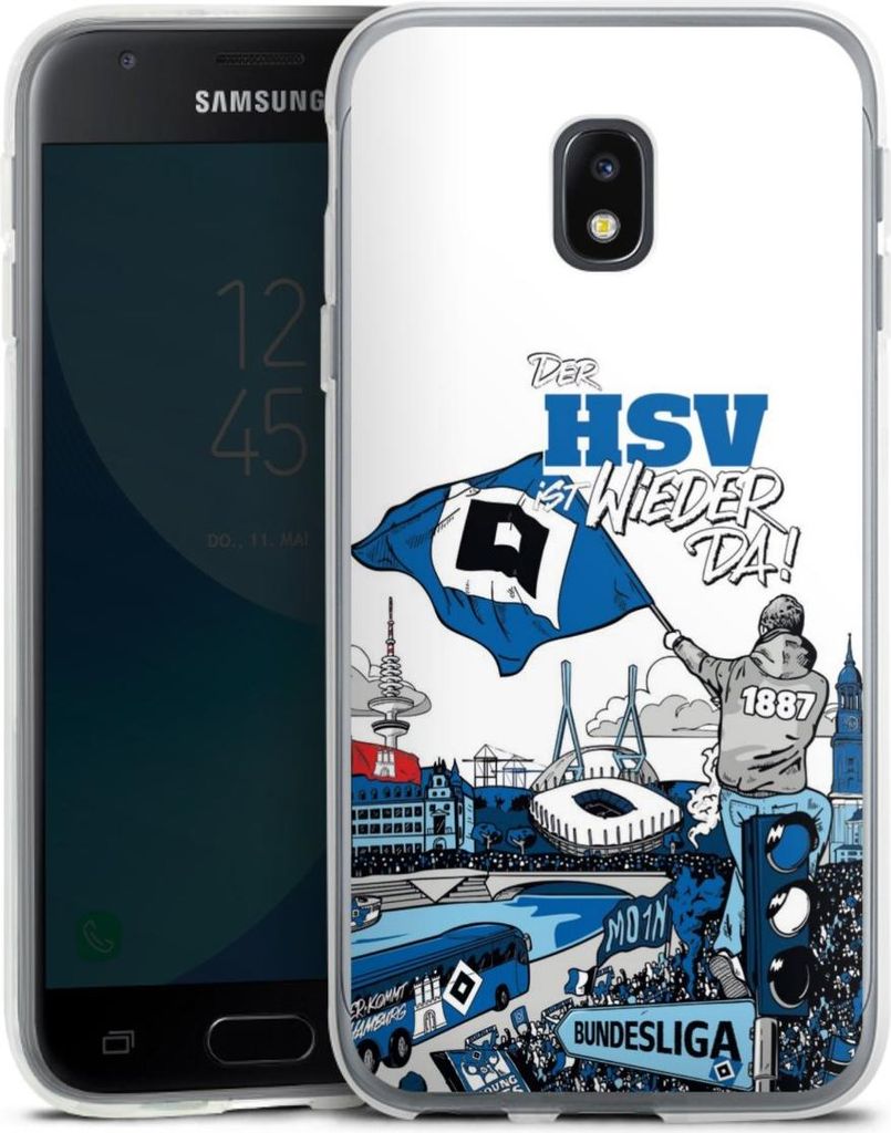 DeinDesign Handyhülle für Samsung Galaxy J3 Duos (2017) Silikon Hülle Case Smartphone Schutzhülle Aufstieg Hamburger SV Offizielles Lizenzprodukt