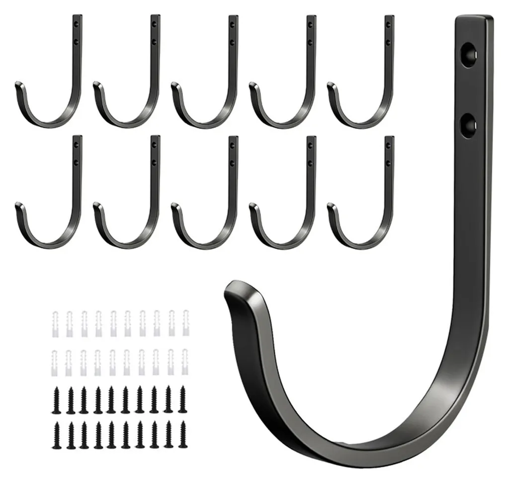 Patères murales noires pour panneaux acoustiques et vestiaires - 10 pcs