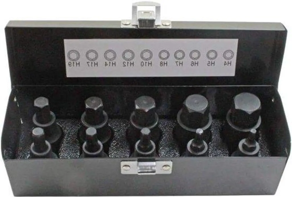 Jeu de 10 embouts hexagonaux entraînement 1/2 pouce Allen de 4 à 19 mm