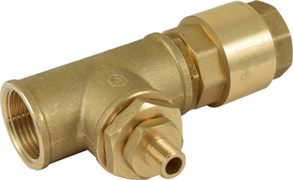 Agora-Tec Messing-Anschluss-Set (2) für mechanischen Druckschalter 1 Zoll + Rückschlagventil + Doppelnippel