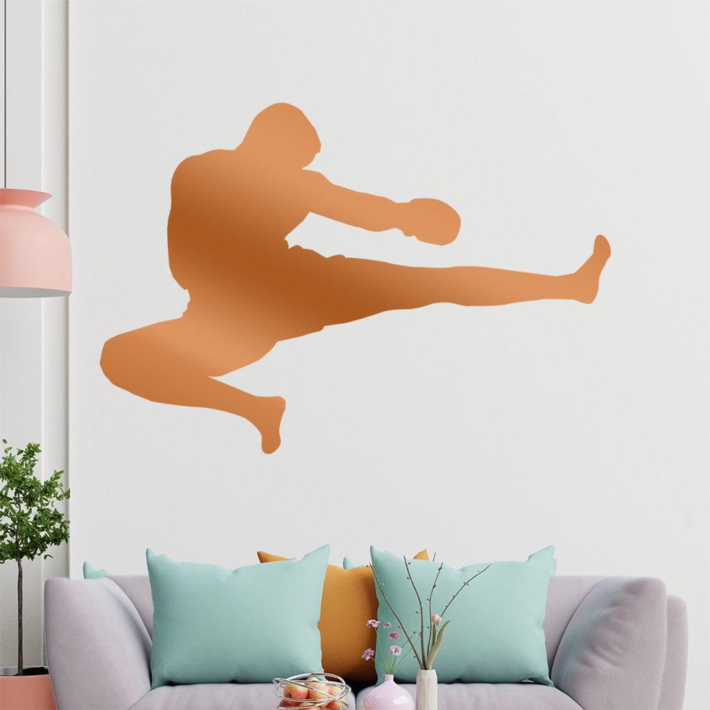 KIWISTAR Kickboxer Silhouette springend Kick Wandtattoo in 6 Größen - Wandaufkleber Wall Sticker - Dekoration, Küche, Wohnzimmer, Schlafzimmer, ...