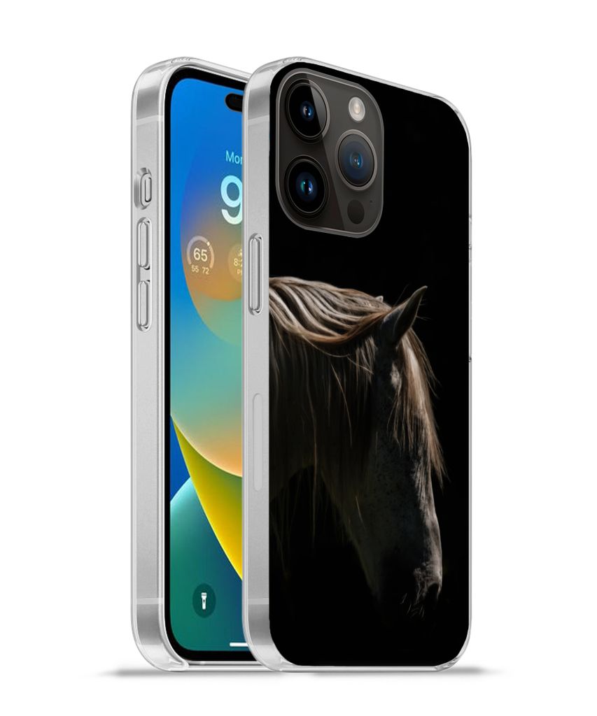 MuchoWow Handyhülle Schutzhülle Hülle für Apple iPhone 14 Pro - Softcase Pferd - Tiere - Weiß Silikon Softcase Handy Hülle - Umschlag
