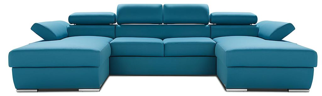 Wohnlandschaft Bettfunktion Ecksofa Stoff U-Form Couch Design Polster Textil Eck