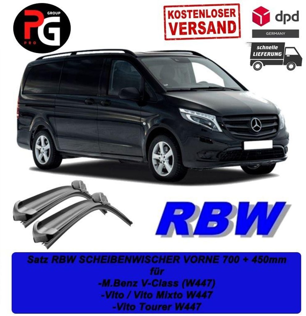 2x RBW Spazzole tergicristallo anteriori per Mercedes Vito Immagine del prodotto 