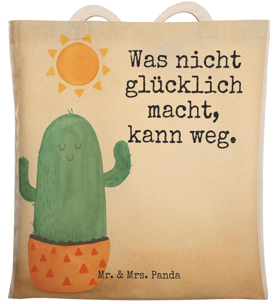 Mr. & Mrs. Panda Stofftragetasche Kaktus Sonne Design - Weiß - Geschenk, Tasche, Geschenkidee, Große Einkaufstasche, Scheidung, Glück, Tote Bag,...