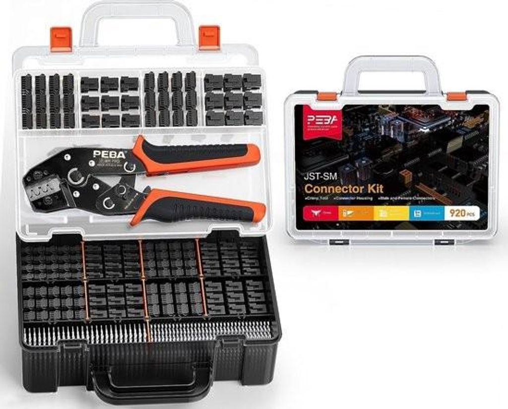 Crimpwerkzeugsatz - JST-SM 2,5 mm Crimpstift-Steckverbinder-Sortiment, 14 Ausführungen | 0,05–0,5 mm² (AWG 30–20) Crimpwerkzeug, für JST-Ser...