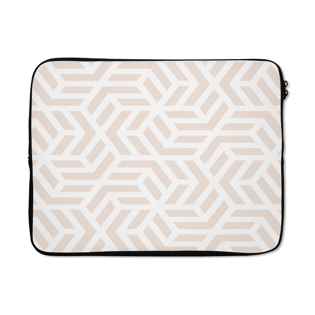 MuchoWow Laptop Hülle 17 Zoll Laptoptasche Beige - Geometrie - Muster - Abstrakt - Zipper - Schutzabdeckung