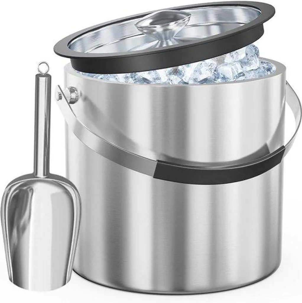 Seau isotherme double paroi en inox 3,2L avec couvercle hermétique de luxe
