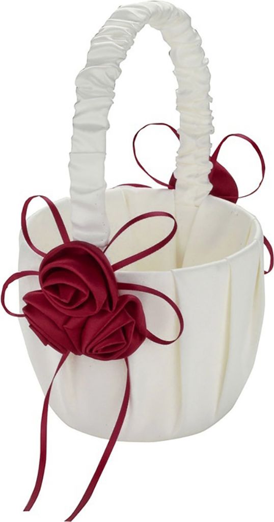 Hochzeit Brautpage Boy Ribbon Satin Faux Rose Blumenmädchen Korb Party Nachbildung Nachbildung Nachbildung-Weinrot