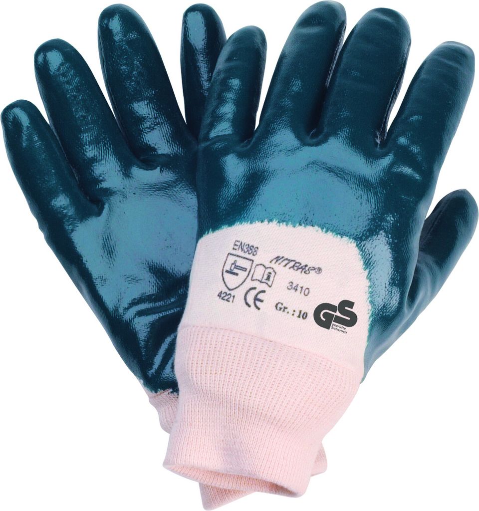 TeXXor® Nitril-Arbeitshandschuh Blau, Teilbeschichtet, Stulpe – Für Bau Und Montage