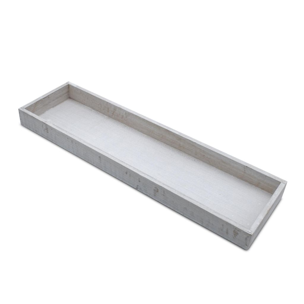 Holz Deko Tablett shabby weiß rechteckig - 60 x 17 cm - Produktbild 