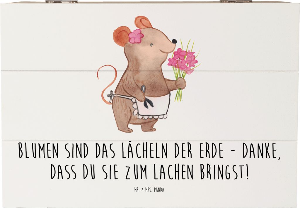 Mr. & Mrs. Panda Box Florist Erde Lächeln 22 x 15 cm - Weiß - Geschenk, Zitat, Wertschätzung, Herz, Freude, Holzkiste, schatztruhe, Bedanken, An...