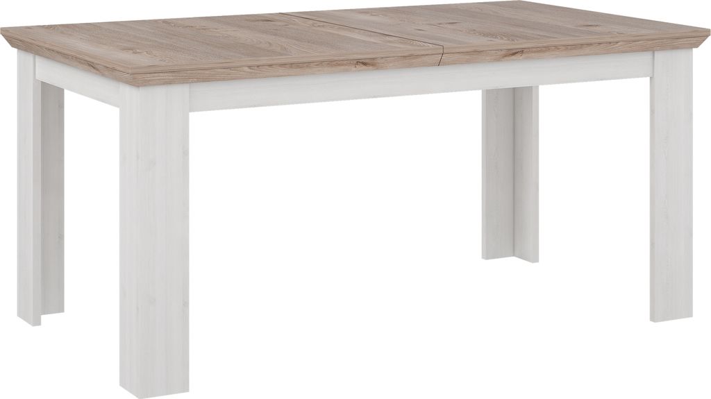Kulissentisch >ILOPPA< ausziehbar 206,6, Schnee/ Nelson Eiche Nachbildung - 160/206,6x75x90cm BxHxT