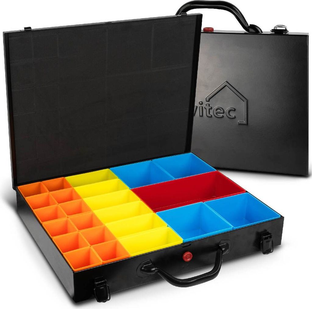 siwitec Stahlblechkoffer 23-teilig, Sortierbox aus Stahl, Kleinteile Organiser Box, Sortierkoffer