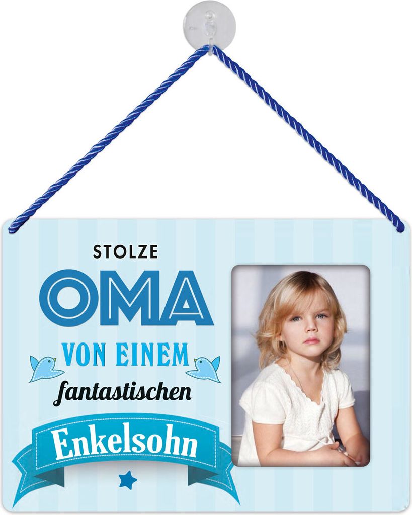 Fotorahmen aus Blech: Oma / Enkelsohn, 25x18cm, Bilderrahmen Fotos Bilder Großeltern