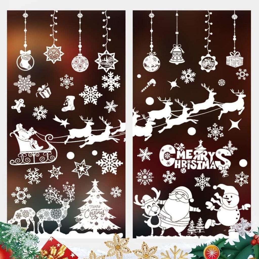 Fensterbilder Weihnachten Rentier Schneeflocken Weiß Produktbild 