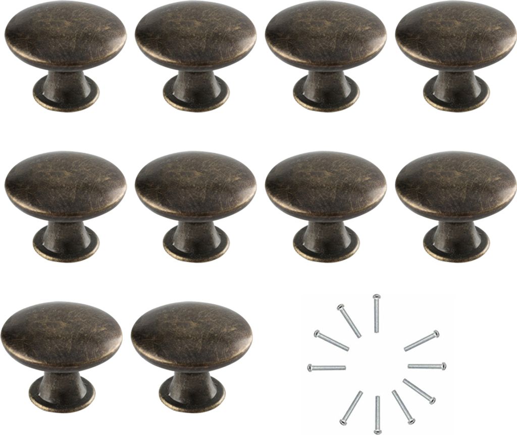 10 Prozent hohl runde flache Kopf -Ziehgriffsknöpfe mit Schrauben für den Schubladenschrank-Grüne Bronze