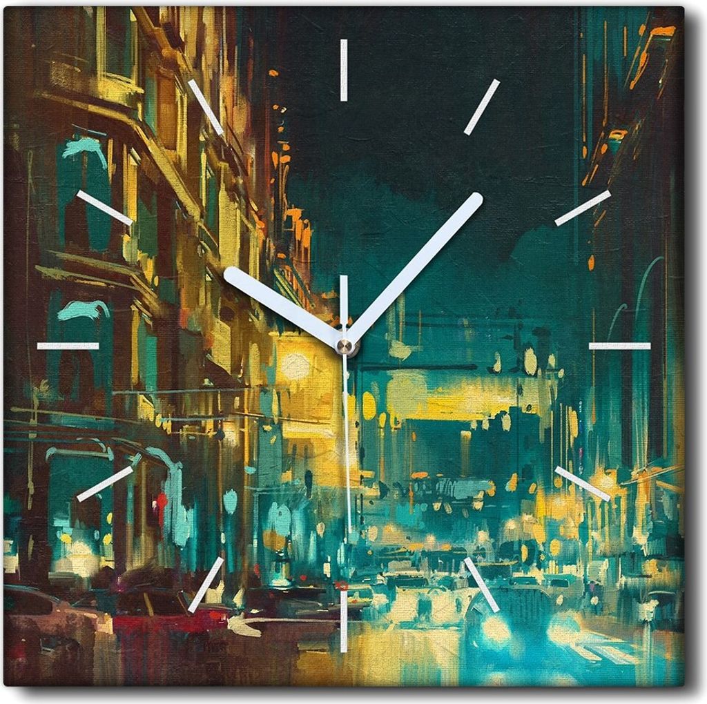 Coloray Uhr auf Leinwand 30x30 cm Wand Uhr Dekoration Wohnzimmer Segeltuch weiße Zeiger -Stadtlichtgeschichte