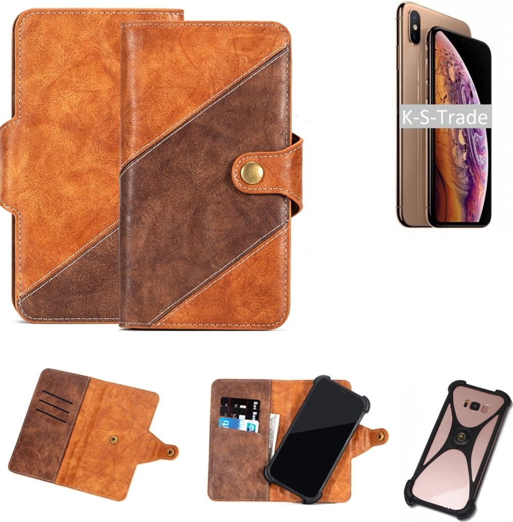 K-S-Trade Handy-Hülle Schutz-Hülle Bookstyle Case Wallet-Case kompatibel mit Apple iPhone XS Max Handy Cover Bumper Kantenschutz Smartphone