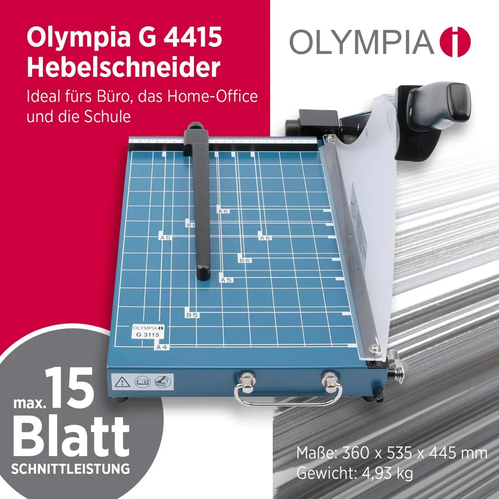 Massicot Olympia G 4415 pour découpe précise de documents 330x448mm